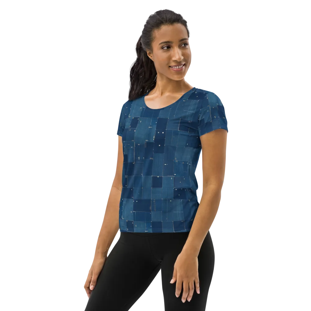 Denim Mosaic on Women's Athletic T-Shirt — Left