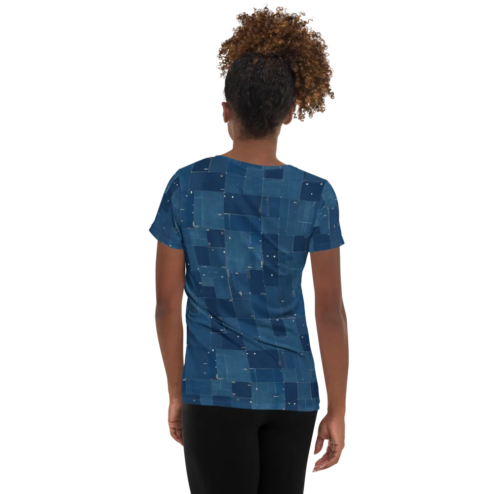 Denim Mosaic on Women's Athletic T-Shirt — Back