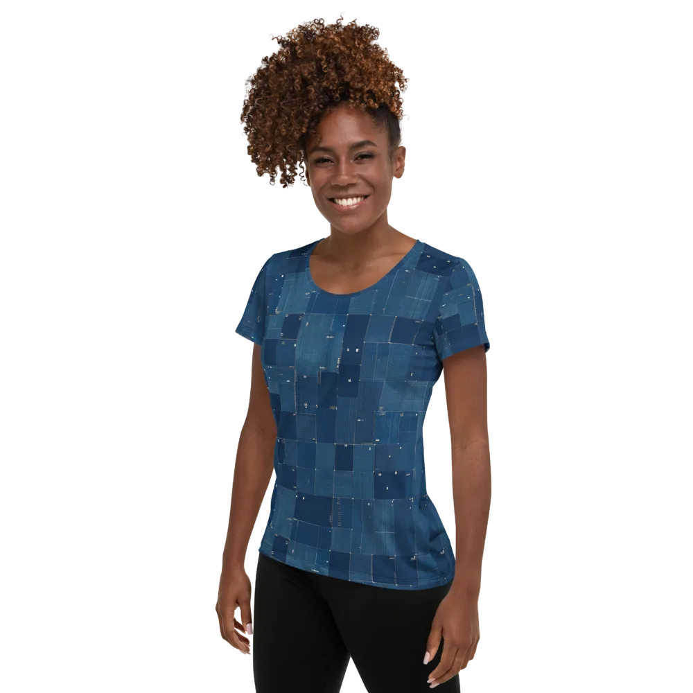 Denim Mosaic on Women's Athletic T-Shirt — Left