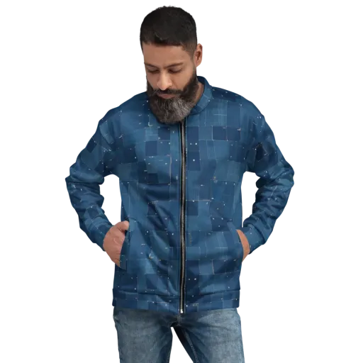 Denim Mosaic on a Bomber Jacket