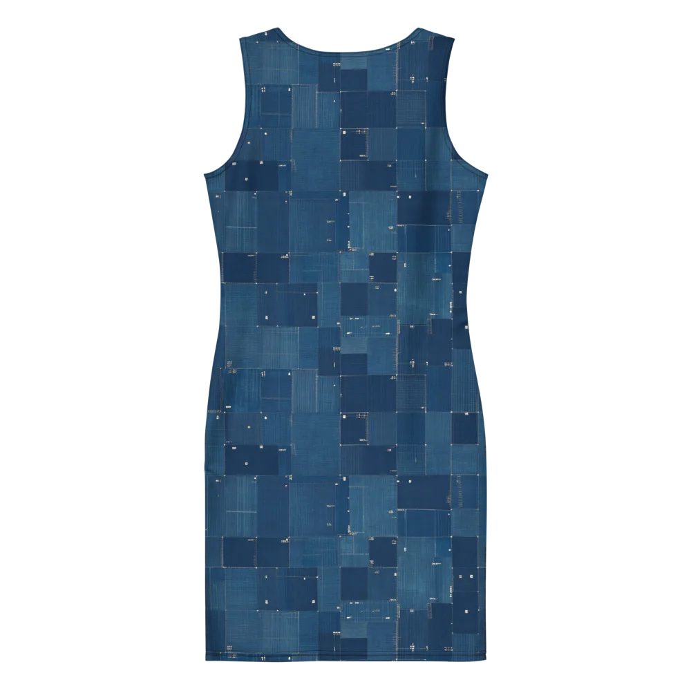 Denim Mosaic on Bodycon Dress — Back