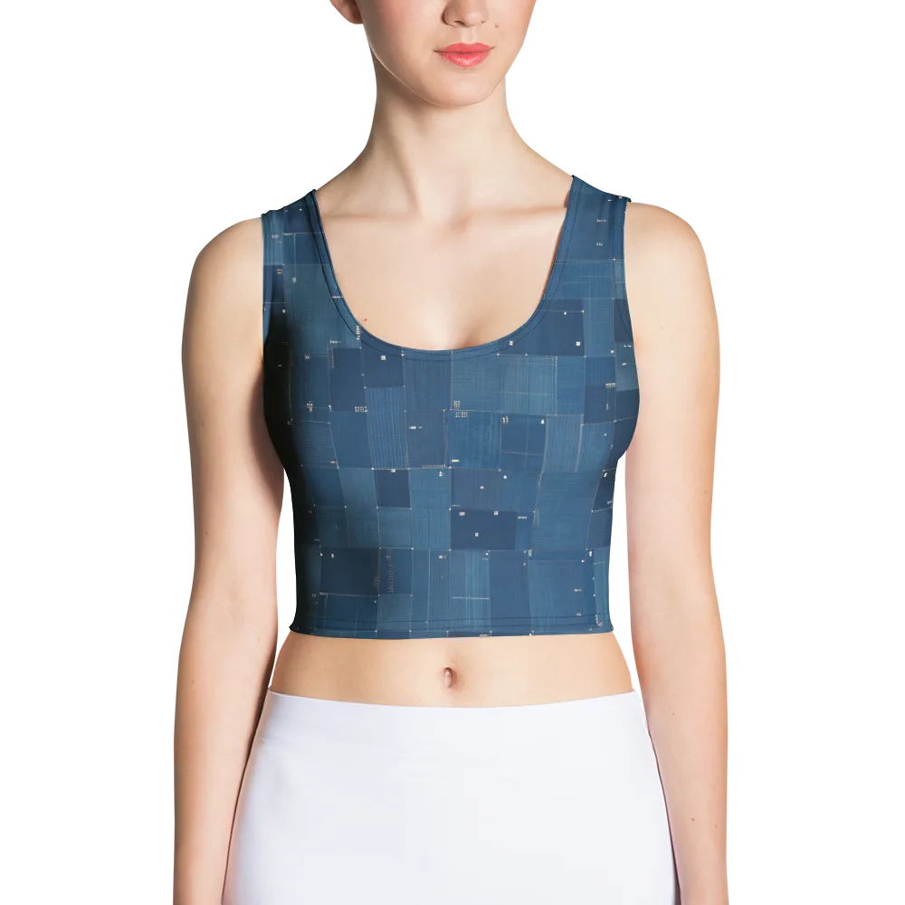 Denim Mosaic on Crop Top — Front