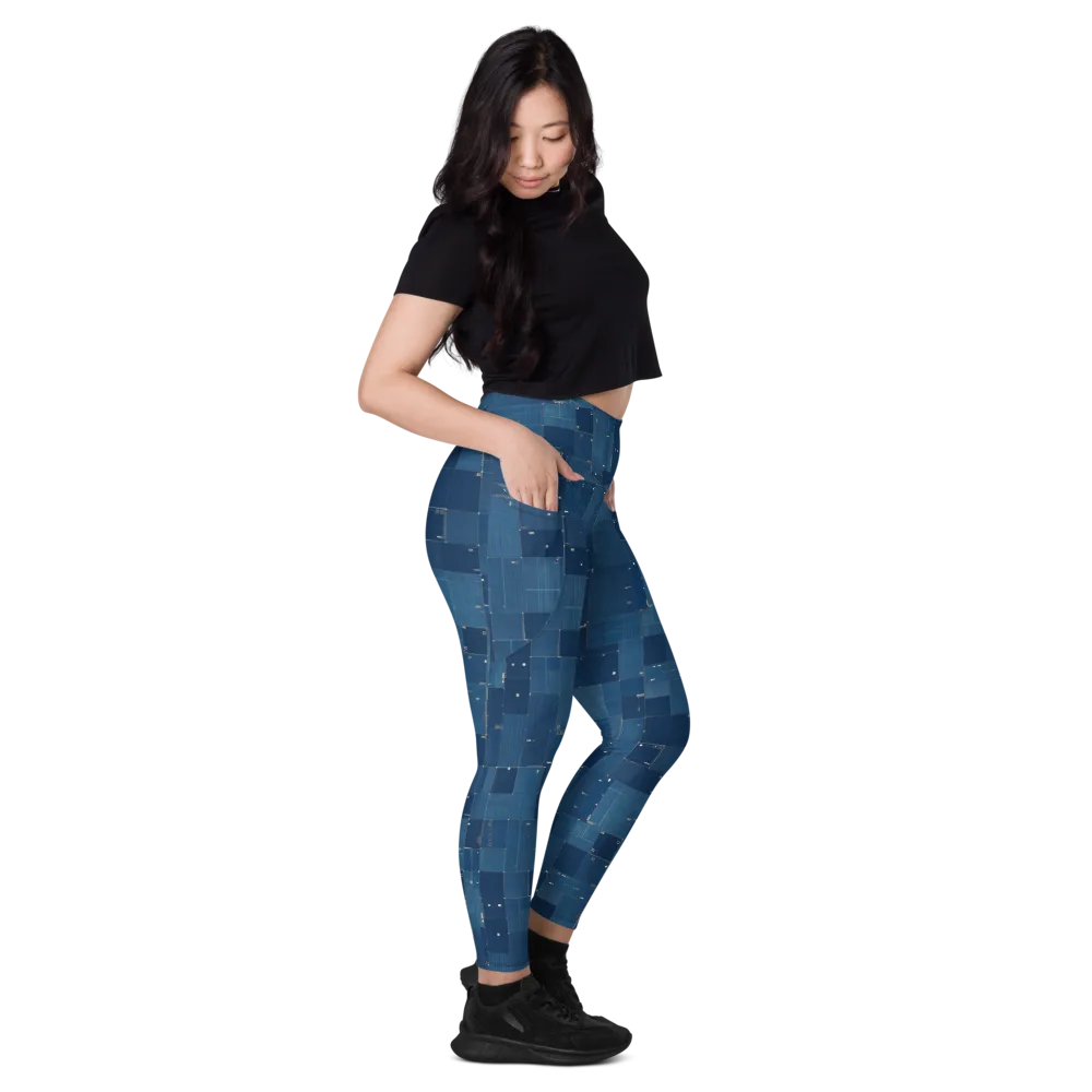 Denim Mosaic on Leggings with Pockets — Right