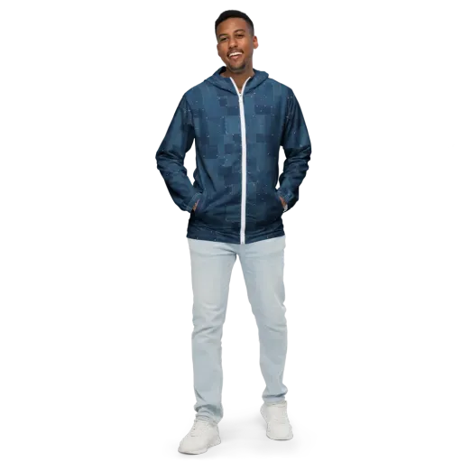 Denim Mosaic on a Men's Windbreaker