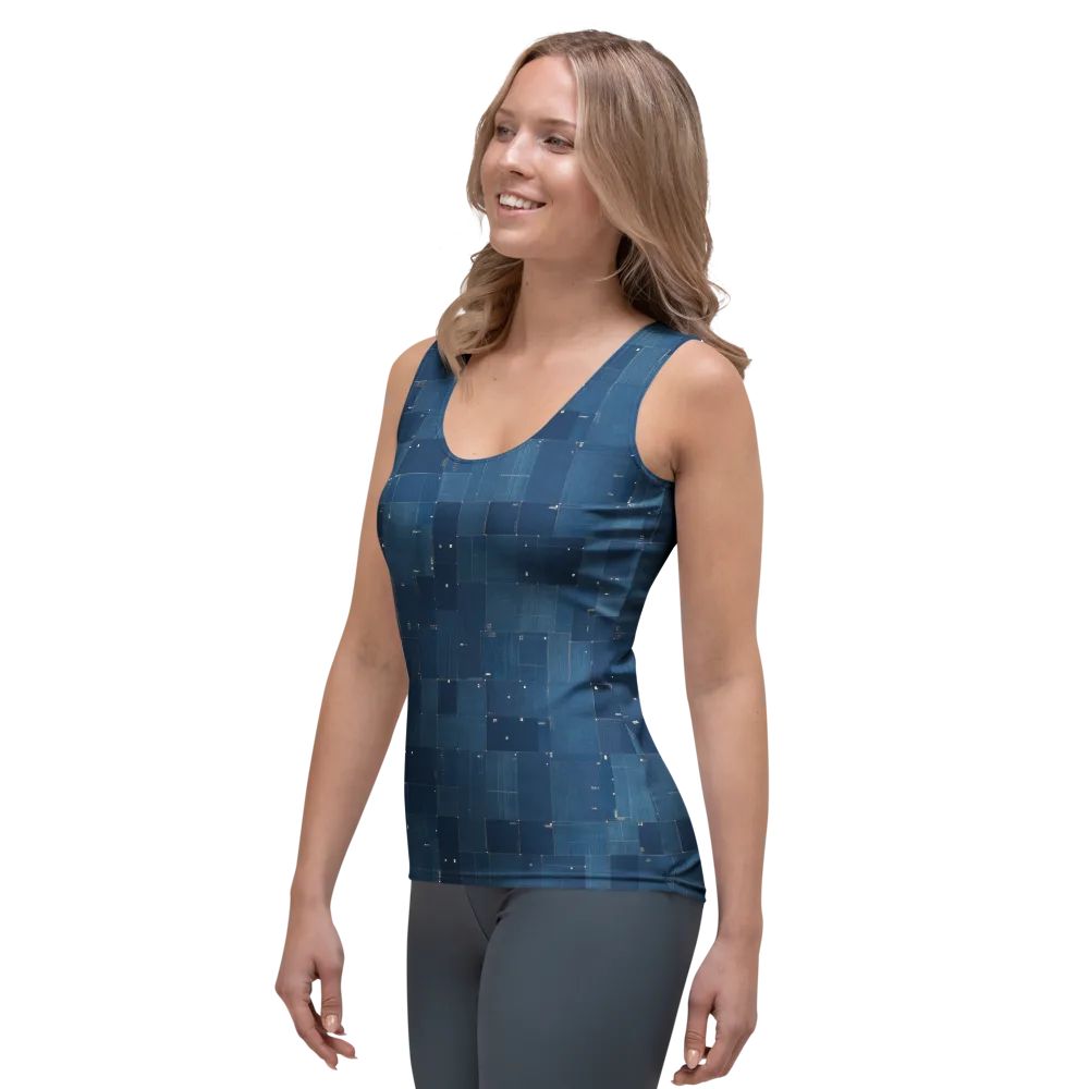 Denim Mosaic on Women's Tank Top — Left Front