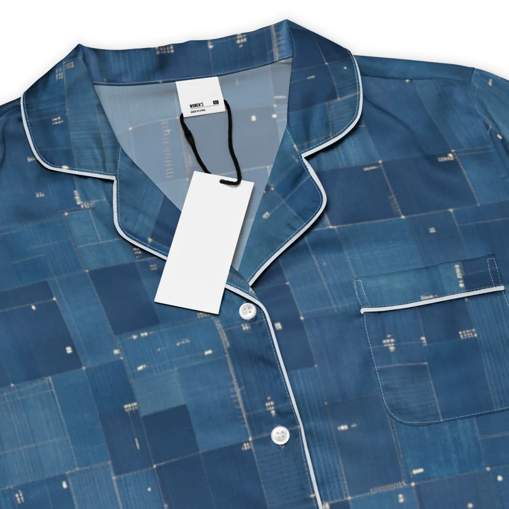 Denim Mosaic on Women's Short Sleeve Pajama Top — Product details