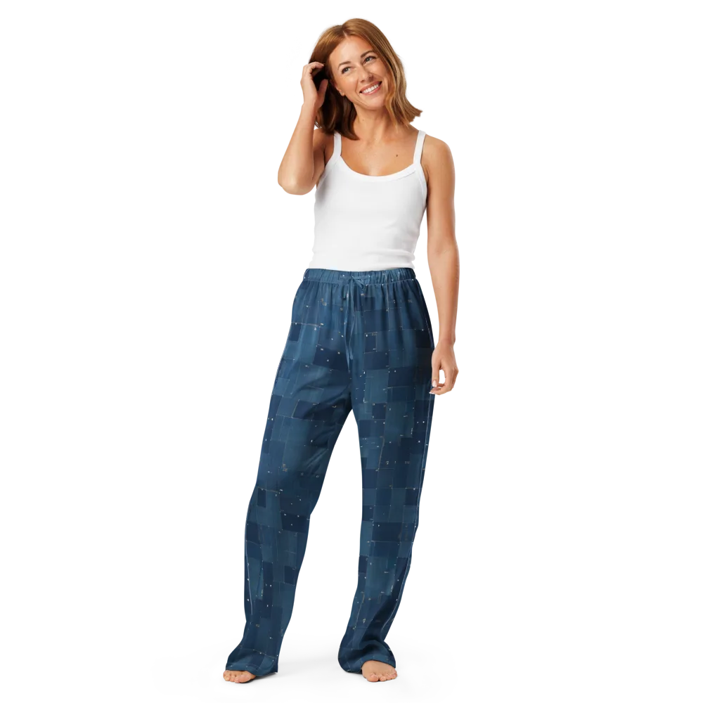 Denim Mosaic on Women's Pajama Pants — Front
