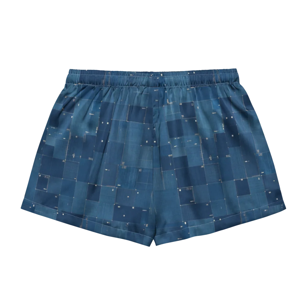 Denim Mosaic on Women's Pajama Shorts — Back