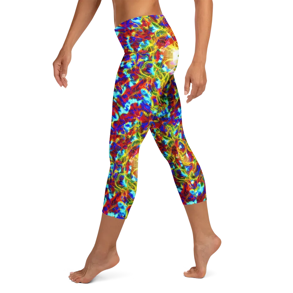 Electric Tempest on Capri Leggings — Left