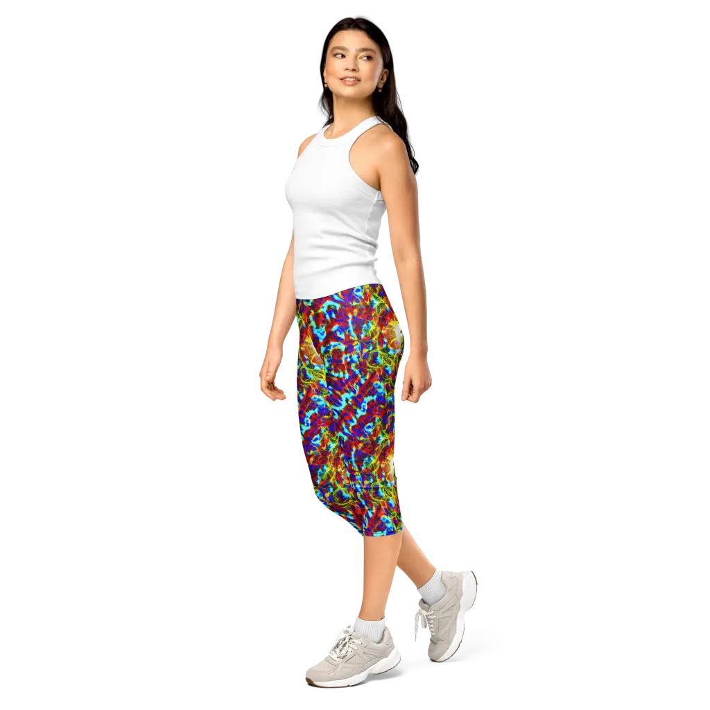Electric Tempest on Capri Leggings — Left Front