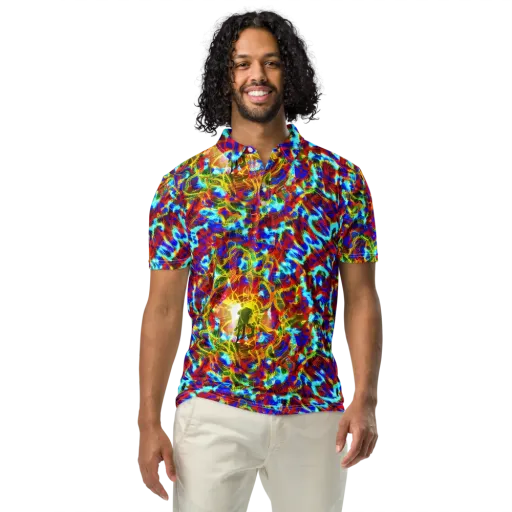 Electric Tempest on a Men's Slim Fit Polo Shirt