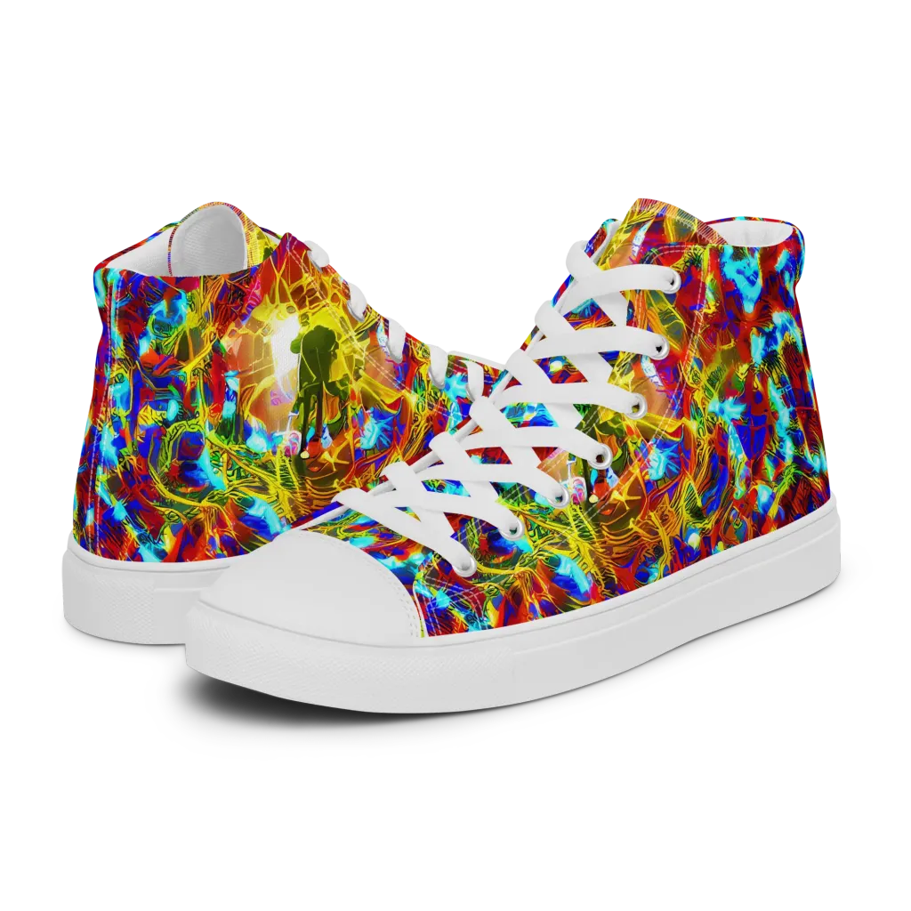 Electric Tempest on Men's High Top Canvas Shoes — Left