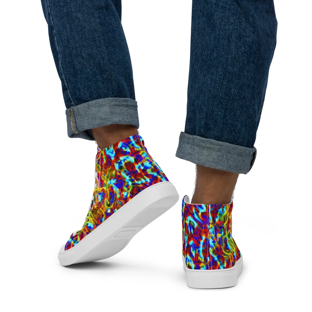 Electric Tempest on Men's High Top Canvas Shoes — Back