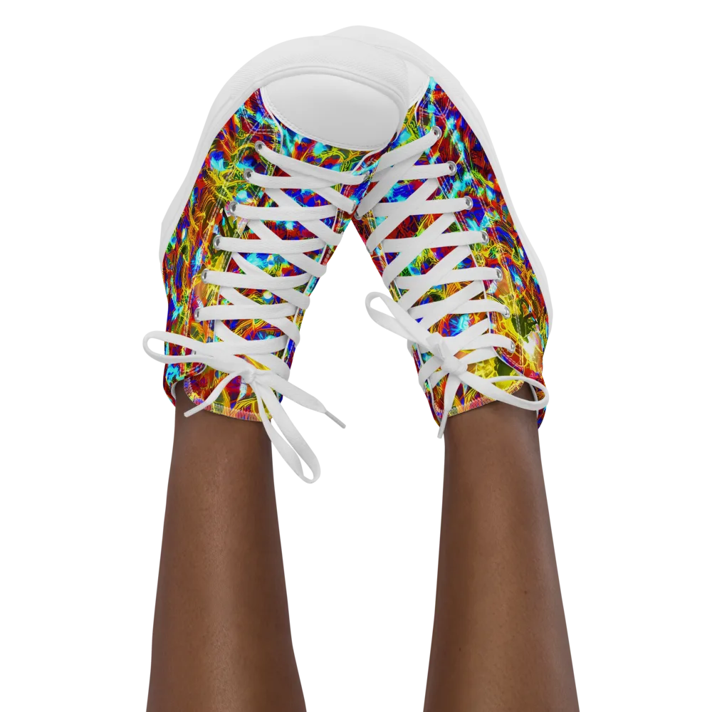 Electric Tempest on Women's High Top Canvas Shoes — Front