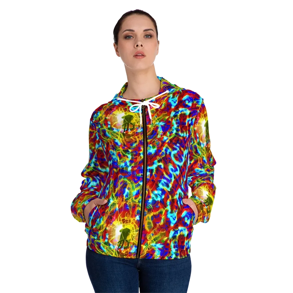 Electric Tempest on Women's Full-Zip Hoodie — Front On Person