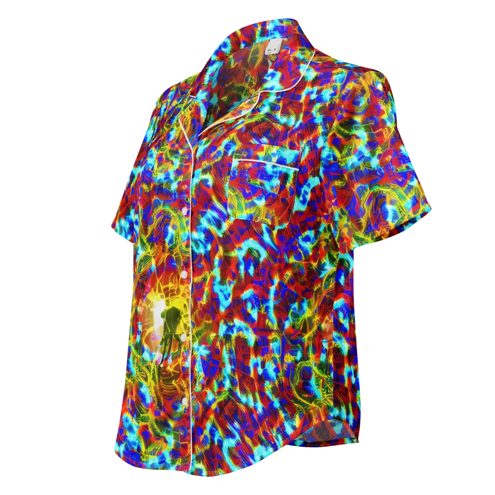 Electric Tempest on Women's Short Sleeve Pajama Top — Left Front