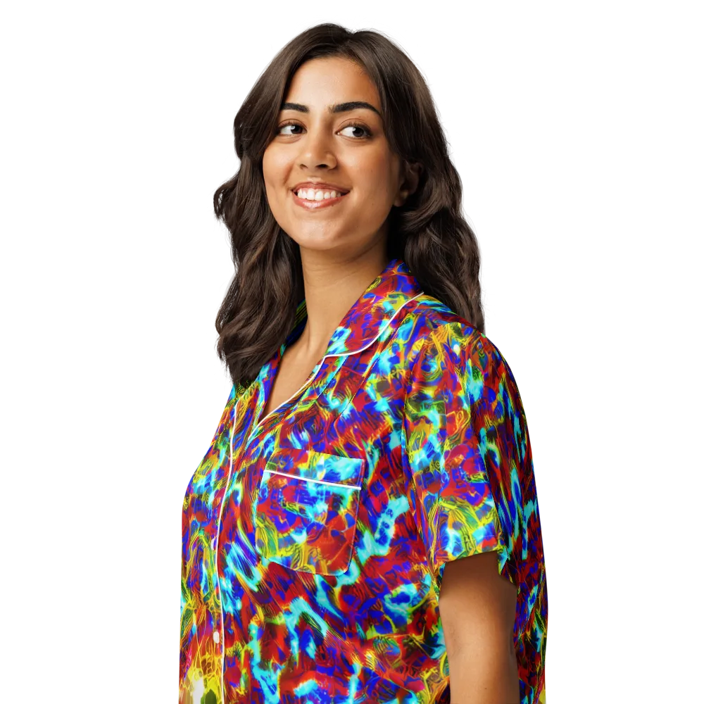 Electric Tempest on Women's Short Sleeve Pajama Top — Left Front