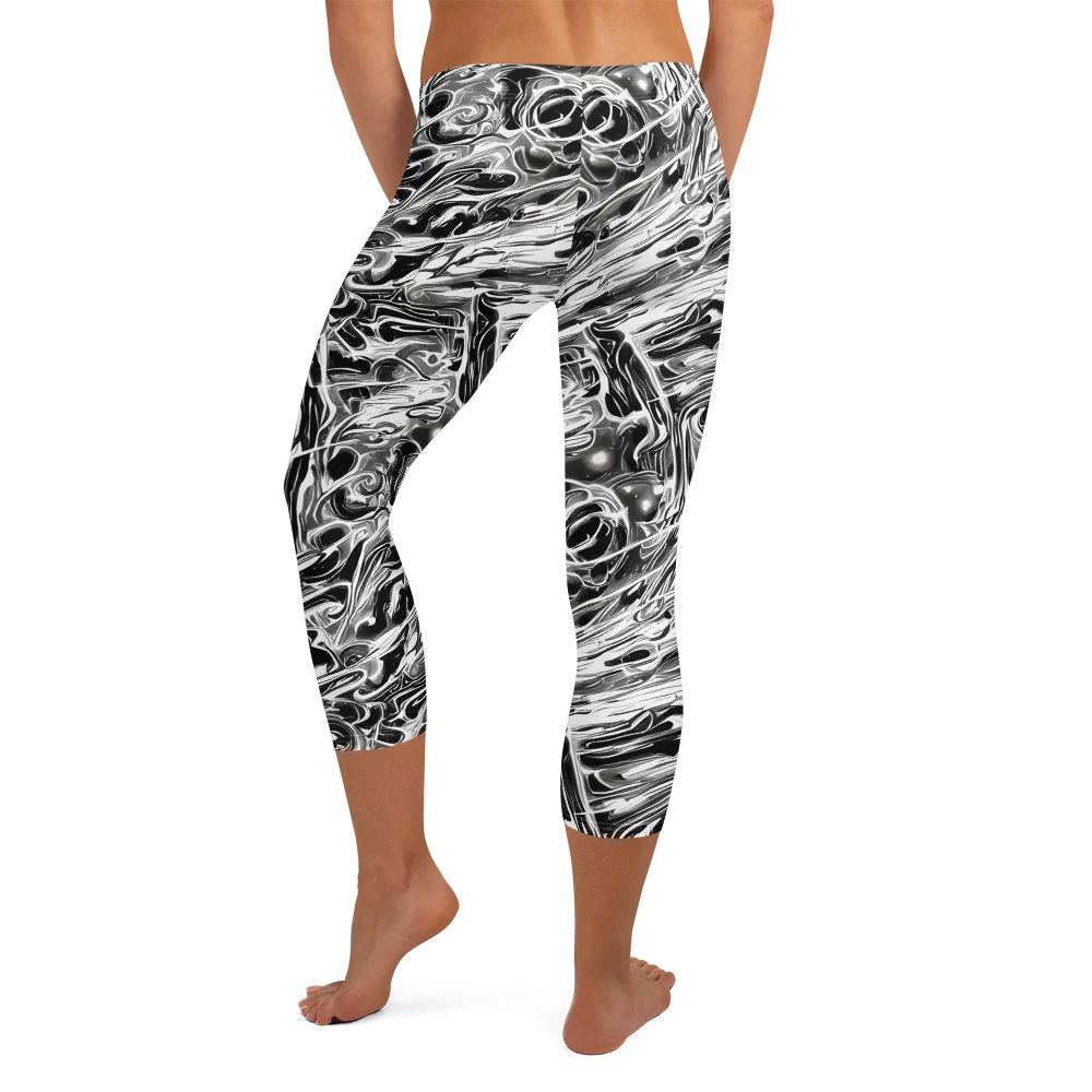Inkstorm Marble on Capri Leggings — Back