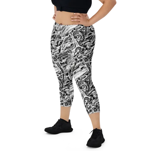 Inkstorm Marble on a Capri Leggings