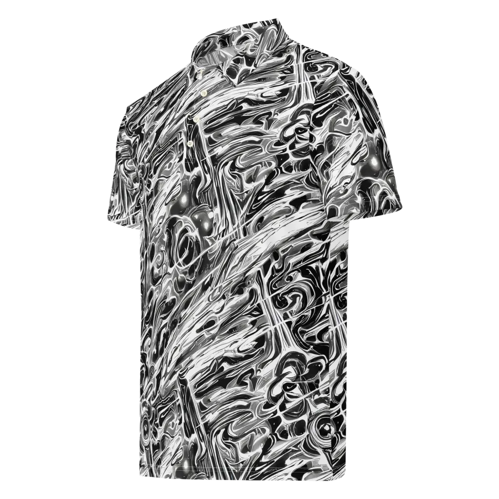 Inkstorm Marble on Men's Slim Fit Polo Shirt — Left Front