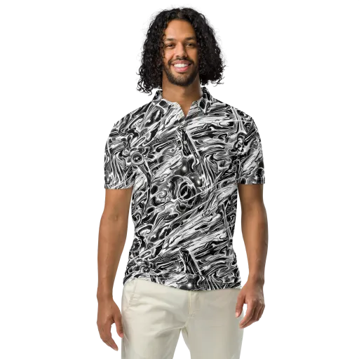 Inkstorm Marble on a Men's Slim Fit Polo Shirt