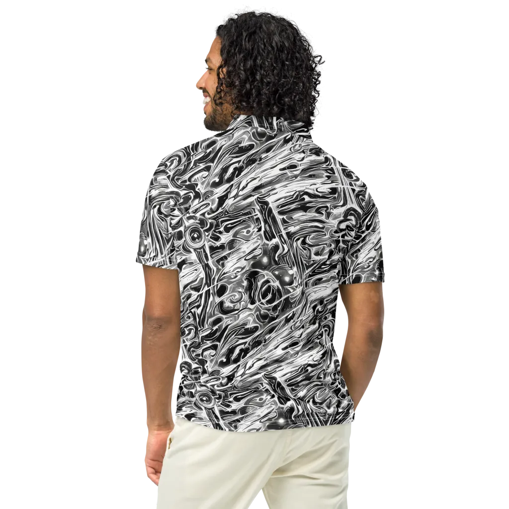 Inkstorm Marble on Men's Slim Fit Polo Shirt — Back