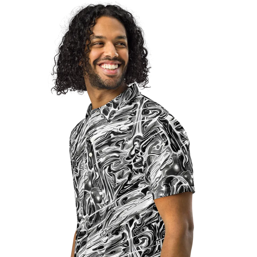 Inkstorm Marble on Men's Slim Fit Polo Shirt — Left Front