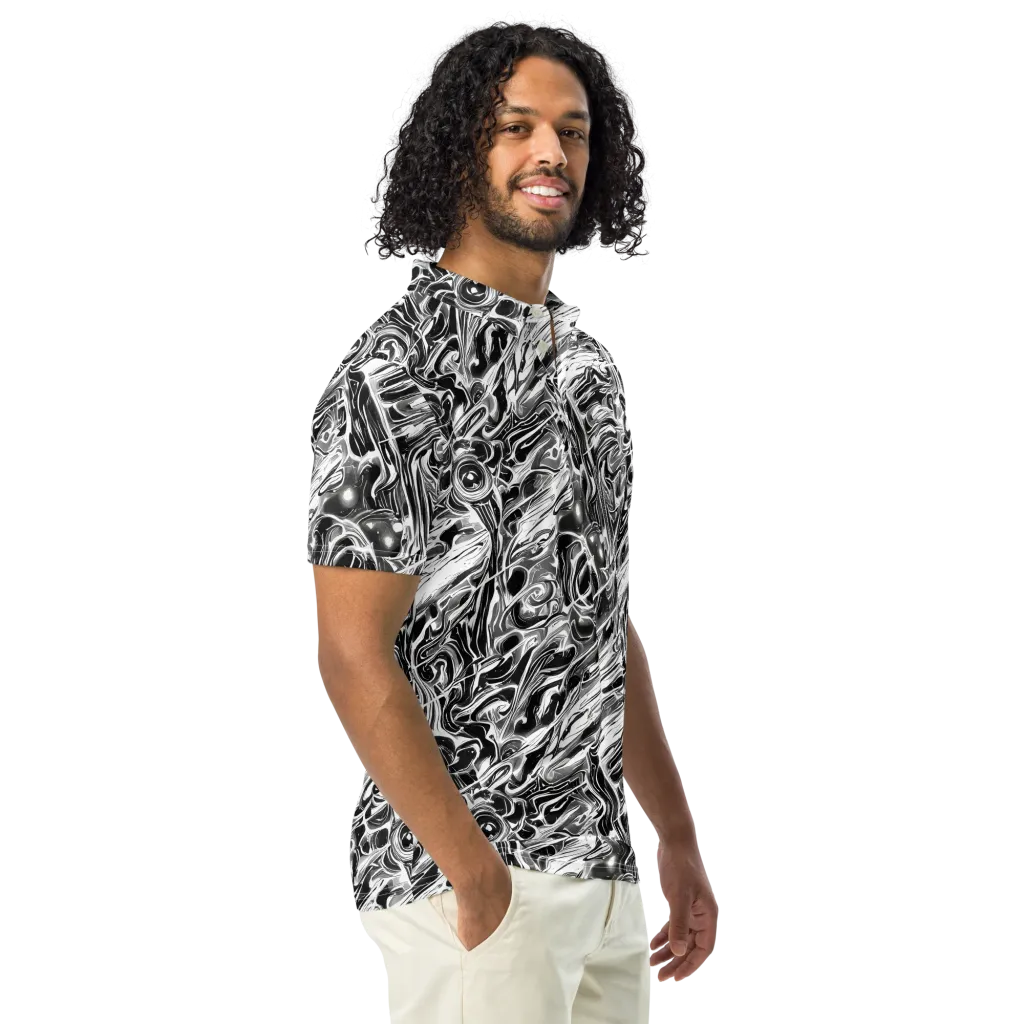 Inkstorm Marble on Men's Slim Fit Polo Shirt — Right Front
