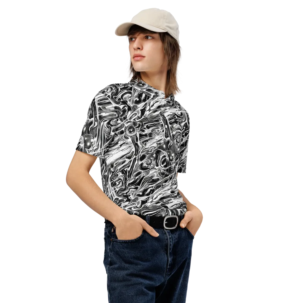 Inkstorm Marble on Men's Slim Fit Polo Shirt — Right Front