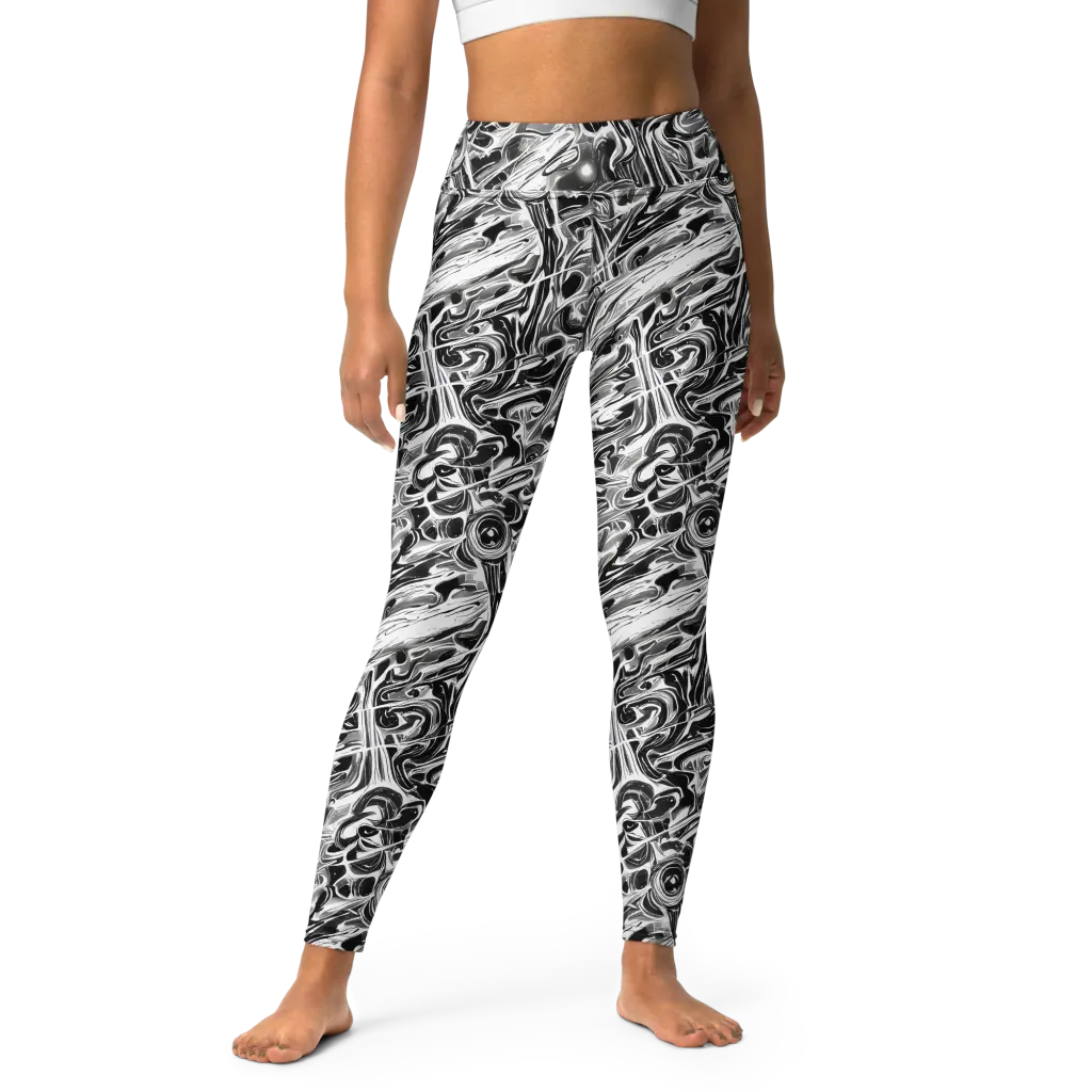 Inkstorm Marble on Yoga Leggings — Front