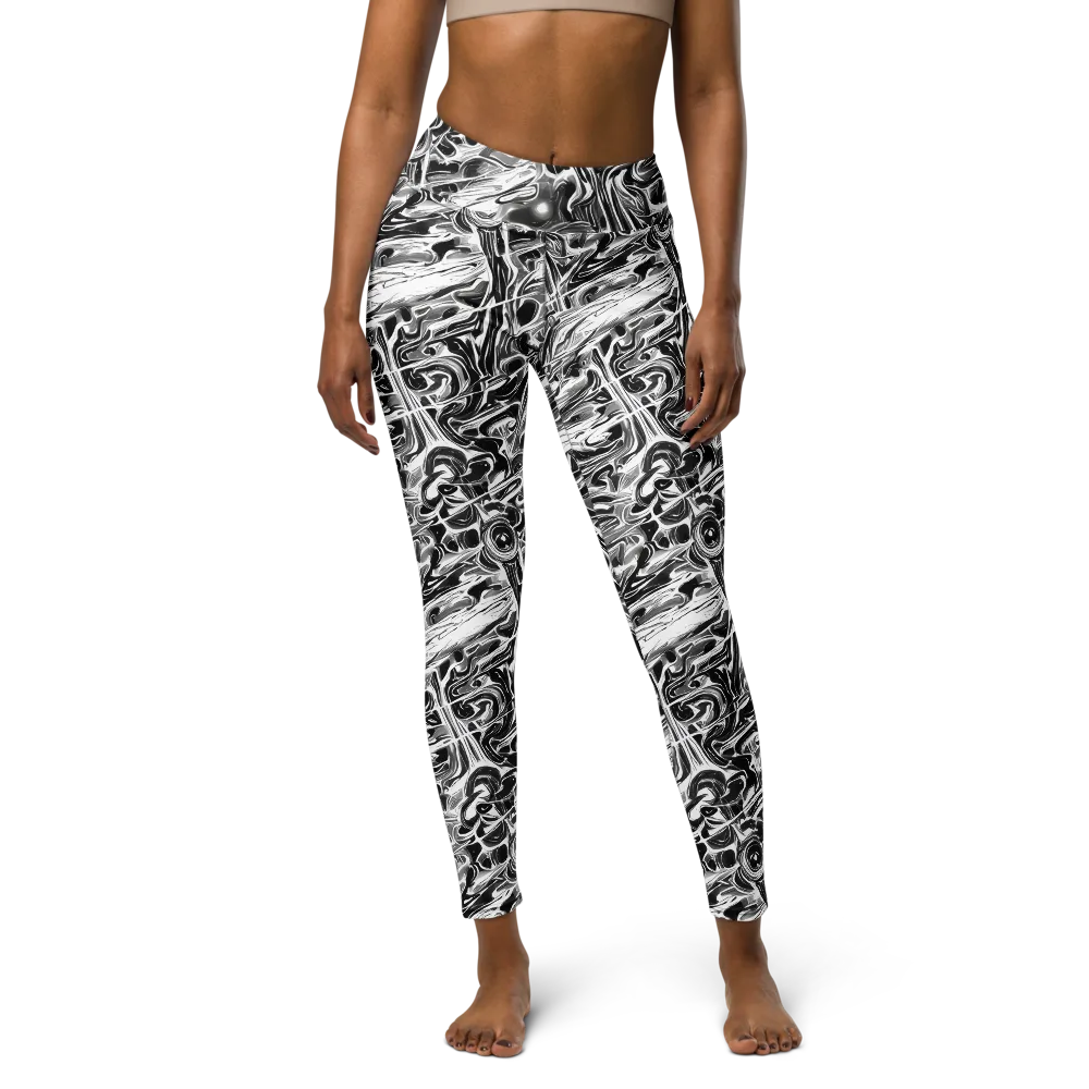 Inkstorm Marble on Yoga Leggings — Front