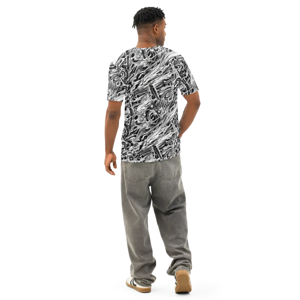 Inkstorm Marble on Men's Cotton Crew Neck T-Shirt — Back