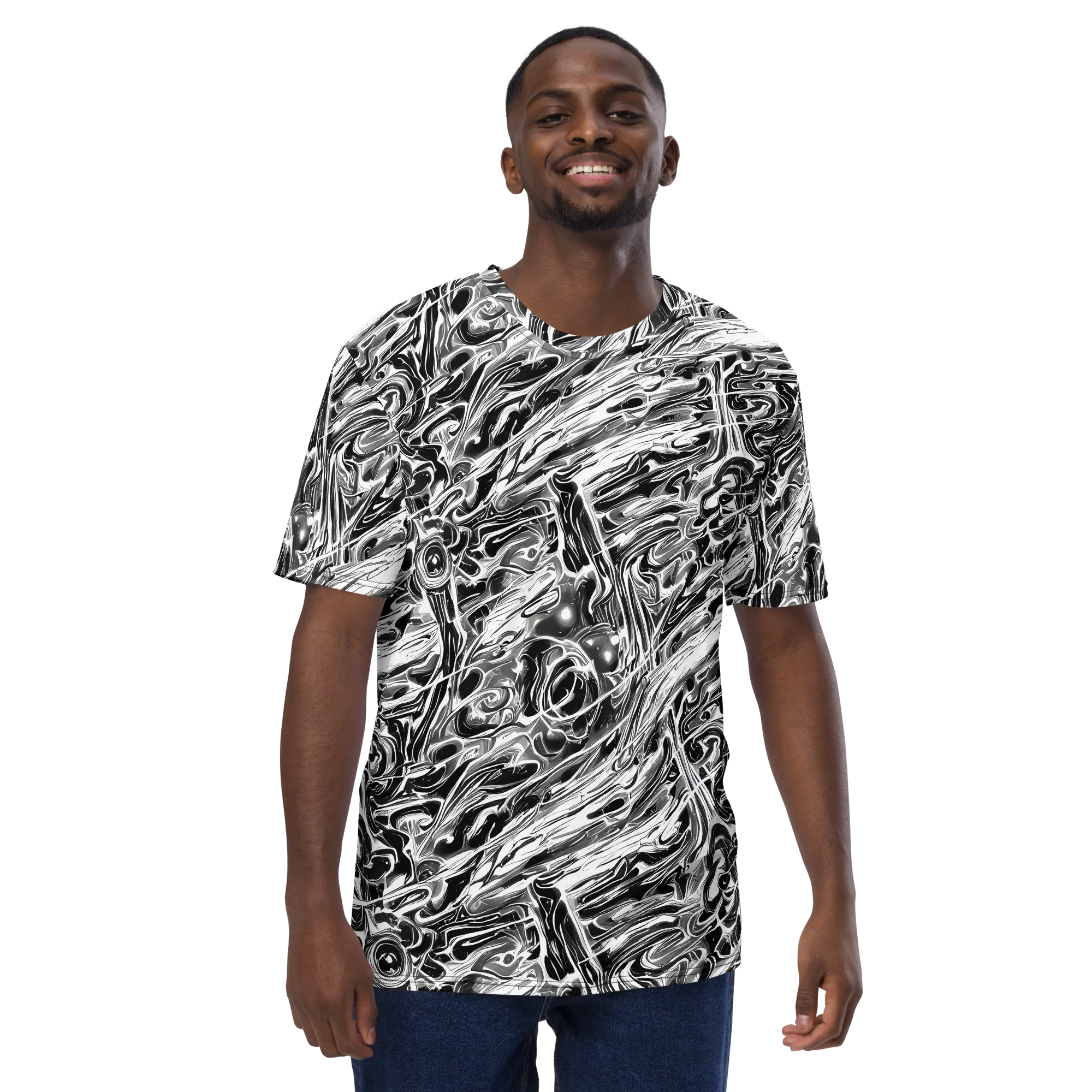 Inkstorm Marble on Men's Crew Neck T-Shirt — Front