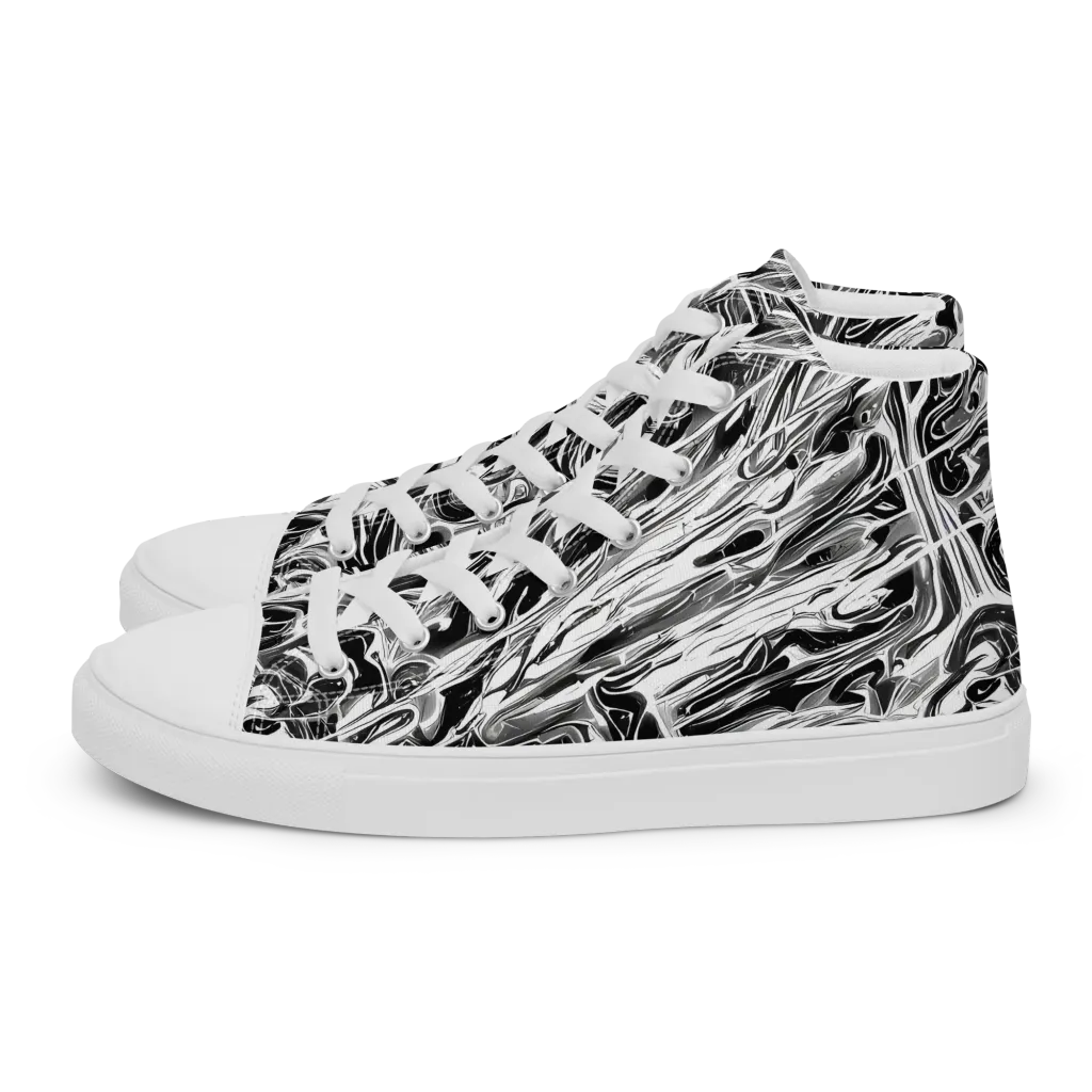 Inkstorm Marble on Men's High Top Canvas Shoes — Left