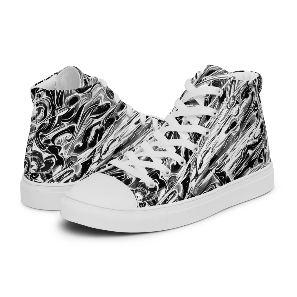 Inkstorm Marble on Men's High Top Canvas Shoes — Left