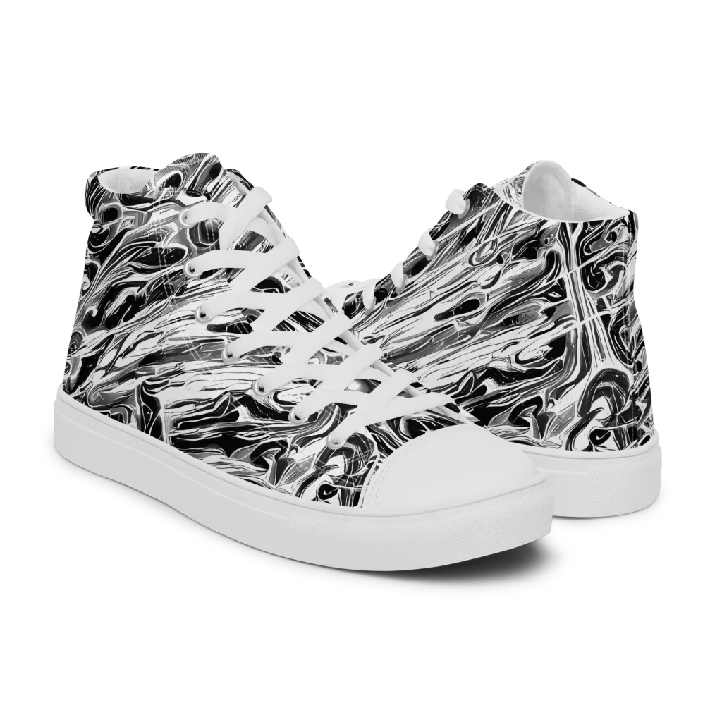 Inkstorm Marble on Men's High Top Canvas Shoes — Right