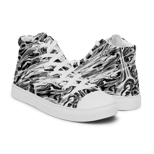 Inkstorm Marble on a Men's High Top Canvas Shoes