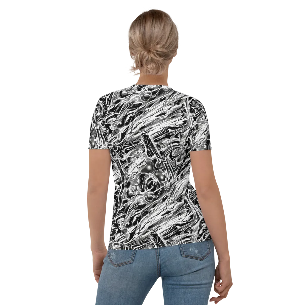 Inkstorm Marble on Women's Crew Neck T-Shirt — Back