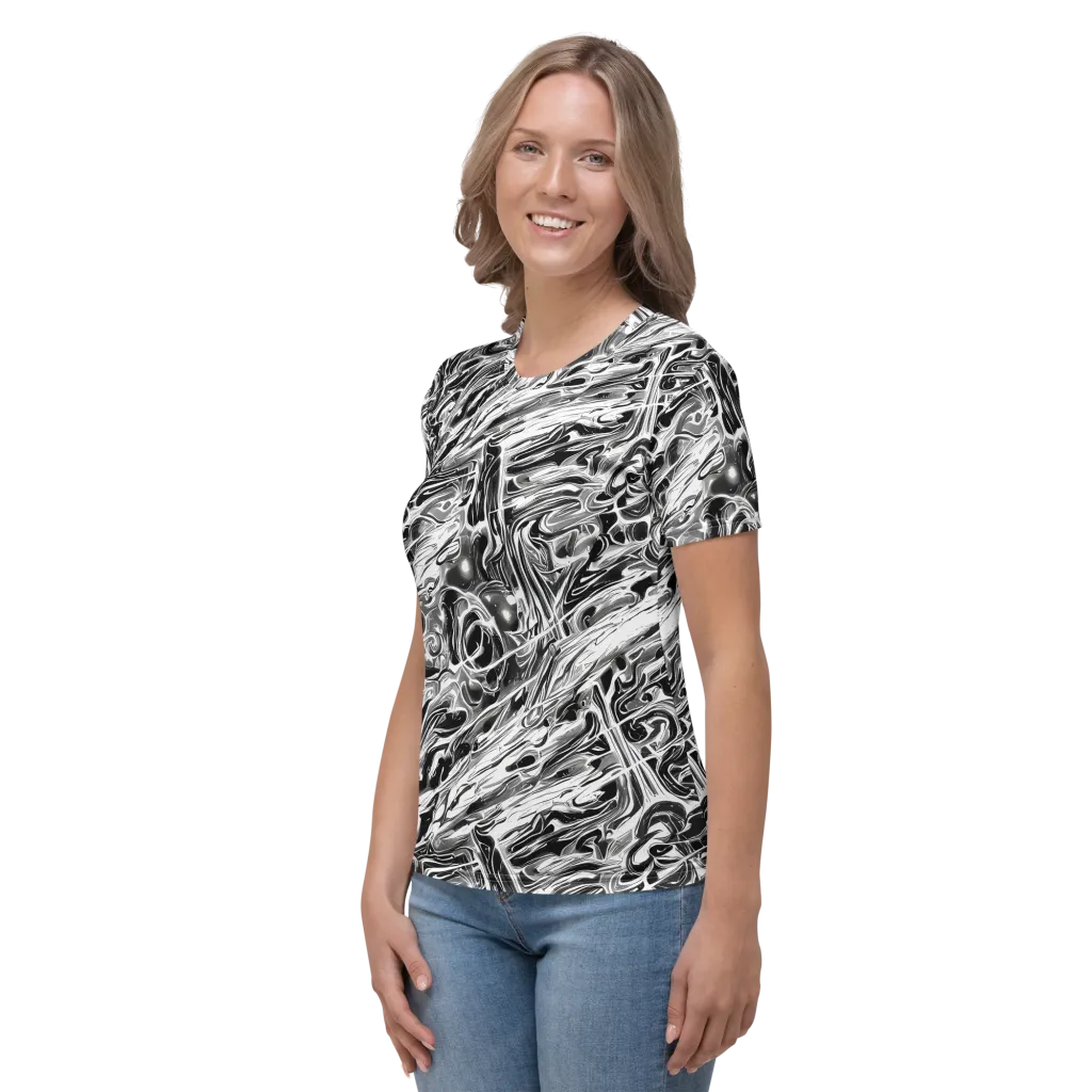 Inkstorm Marble on Women's Crew Neck T-Shirt — Left
