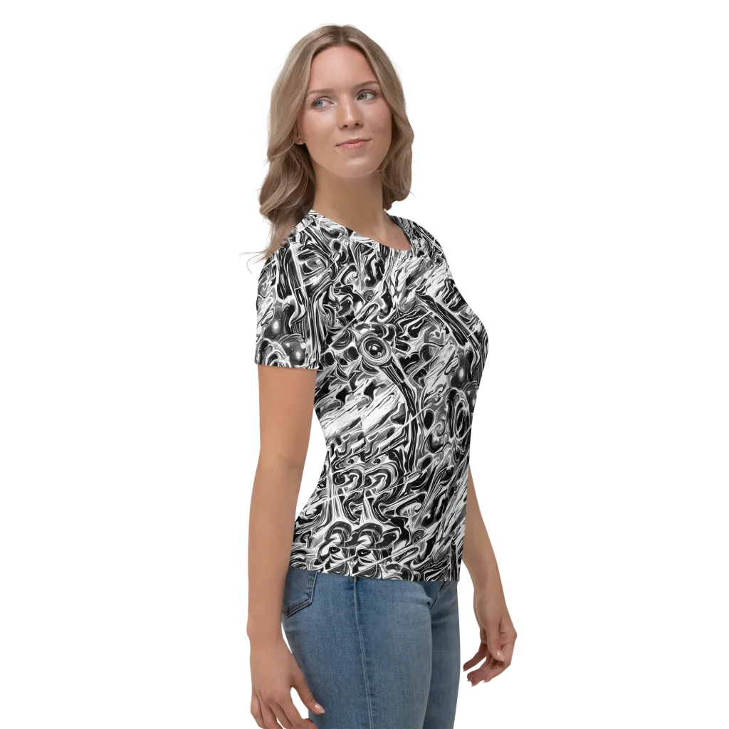 Inkstorm Marble on Women's Crew Neck T-Shirt — Right