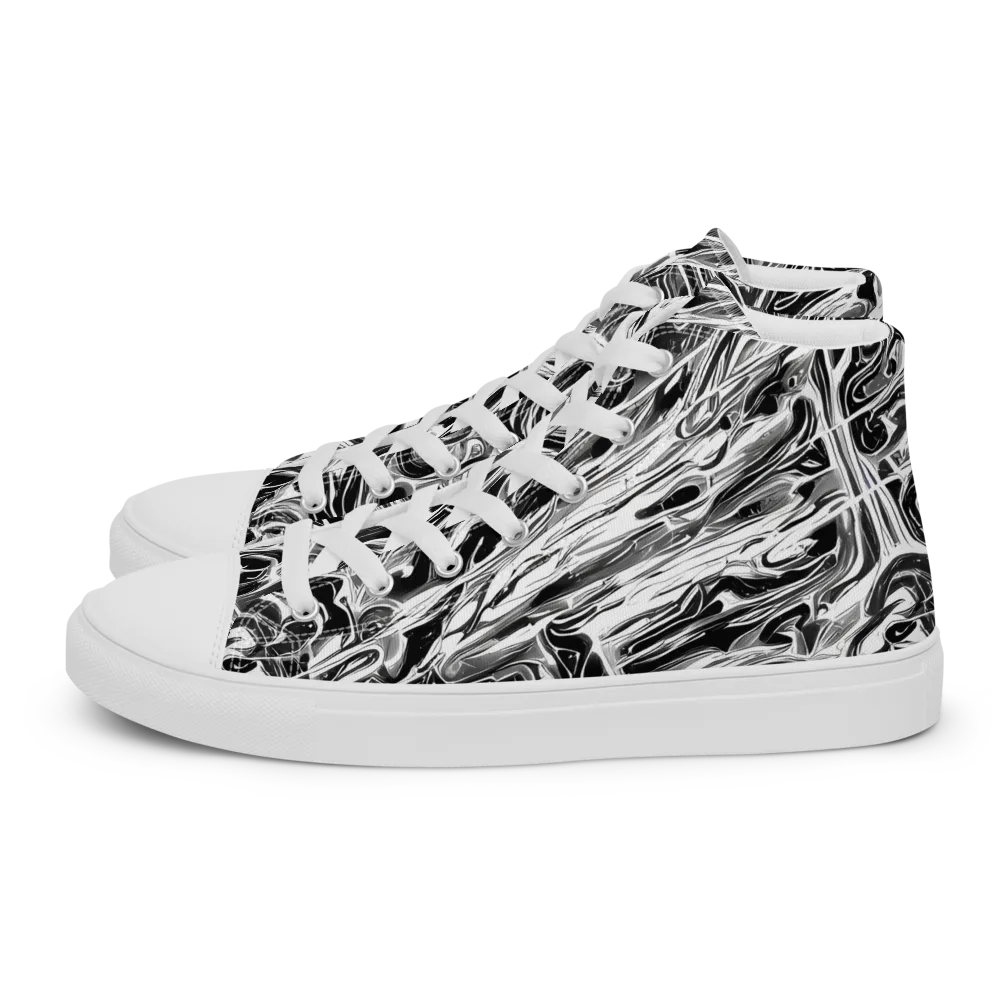 Inkstorm Marble on Women's High Top Canvas Shoes — Left