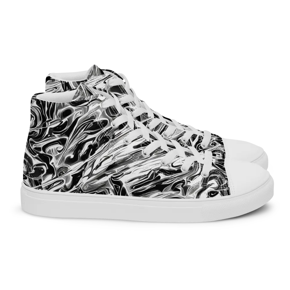 Inkstorm Marble on Women's High Top Canvas Shoes — Right