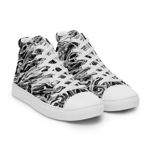 Inkstorm Marble on a Women's High Top Canvas Shoes