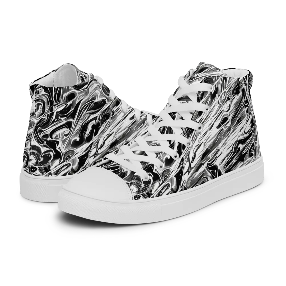 Inkstorm Marble on Women's High Top Canvas Shoes — Left