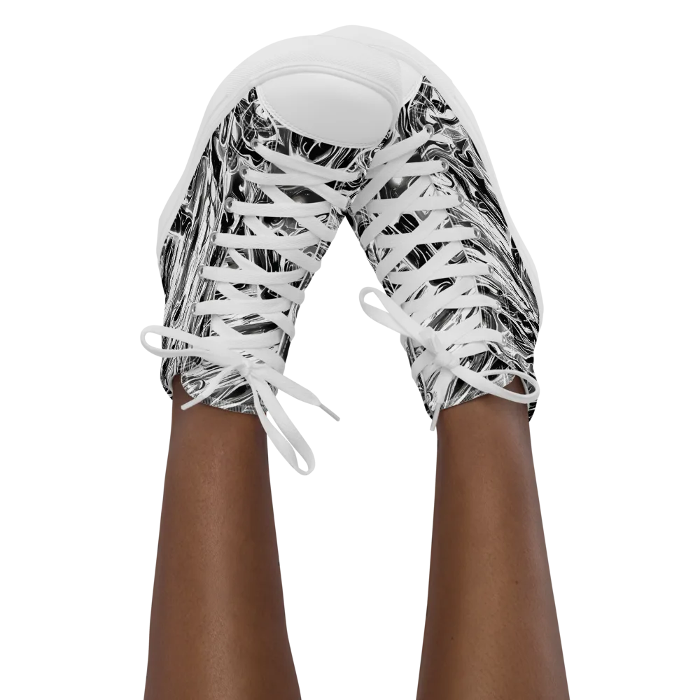 Inkstorm Marble on Women's High Top Canvas Shoes — Front
