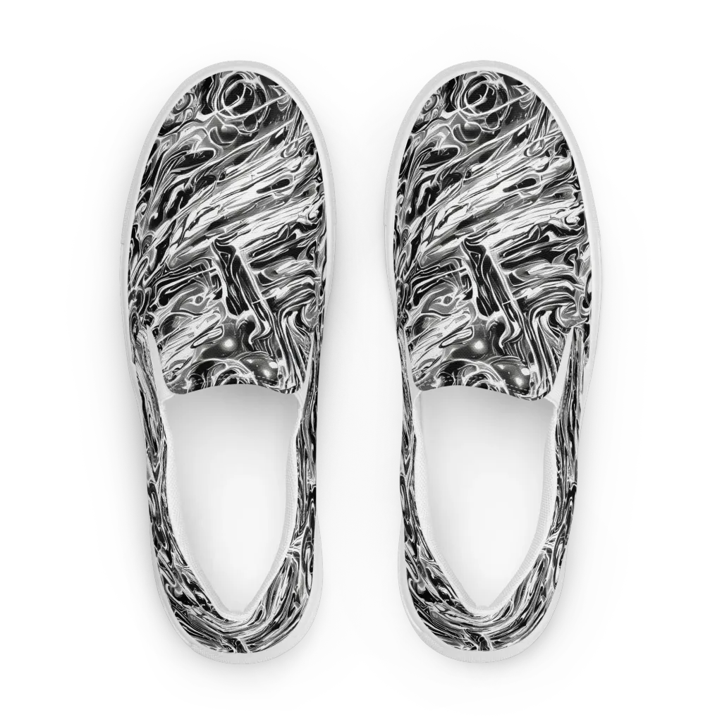 Inkstorm Marble on Men's Slip-On Canvas Shoes — Front