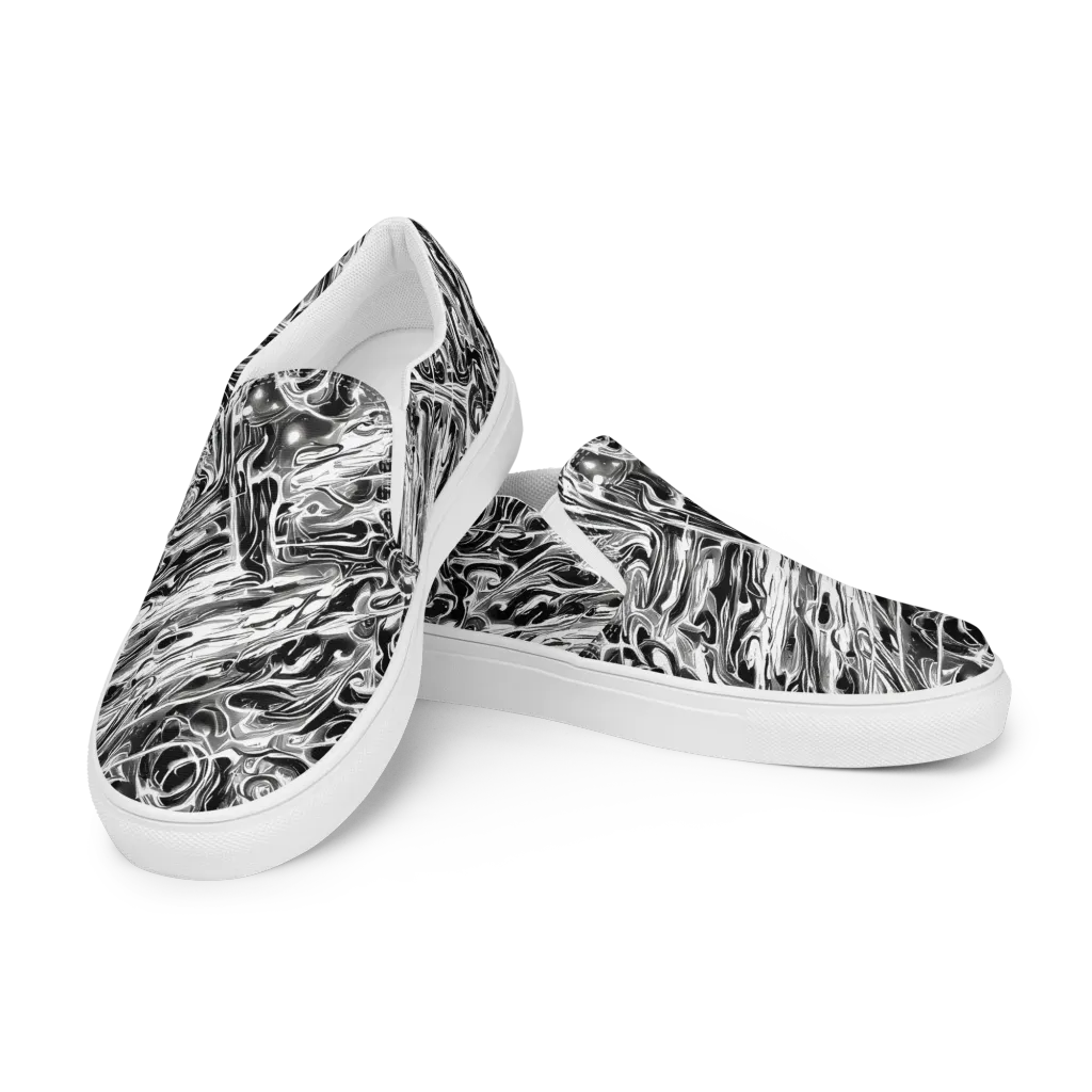 Inkstorm Marble on Men's Slip-On Canvas Shoes — Left Front
