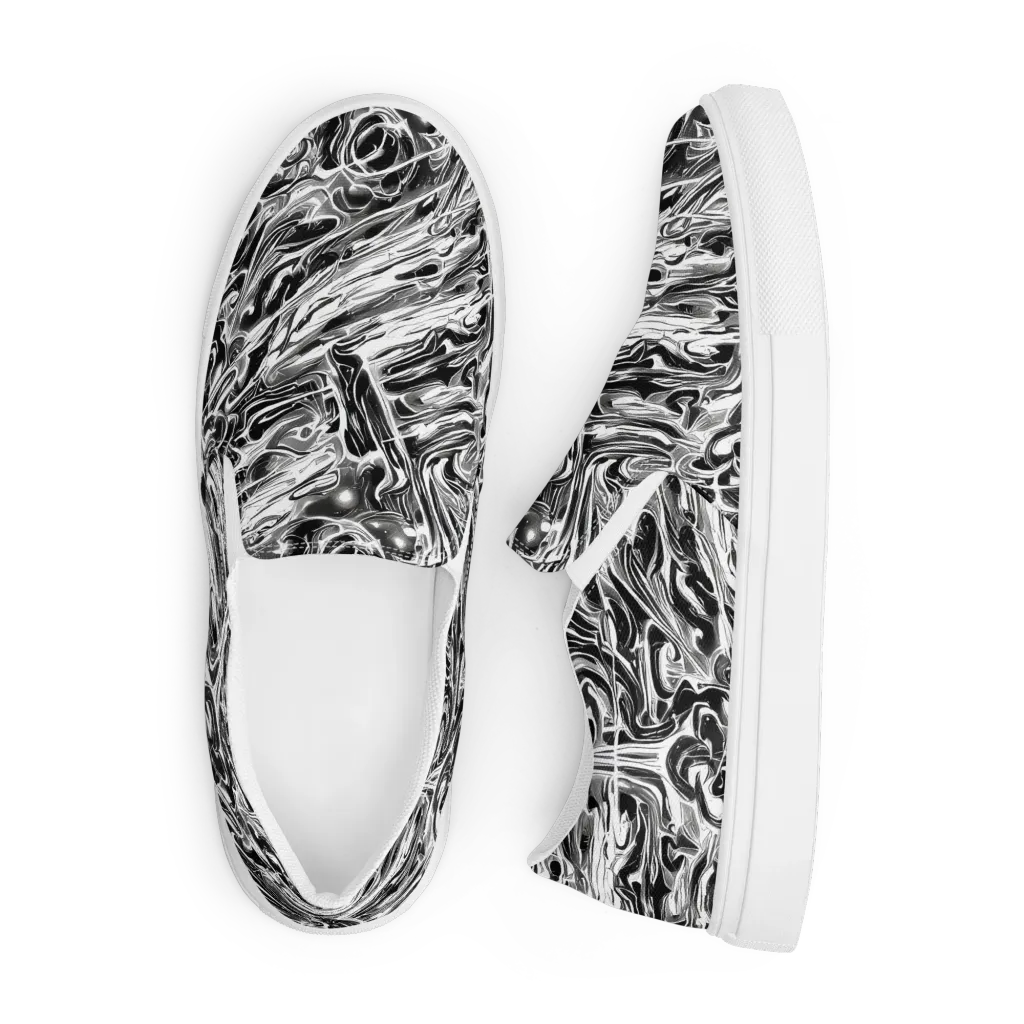 Inkstorm Marble on Men's Slip-On Canvas Shoes — Front