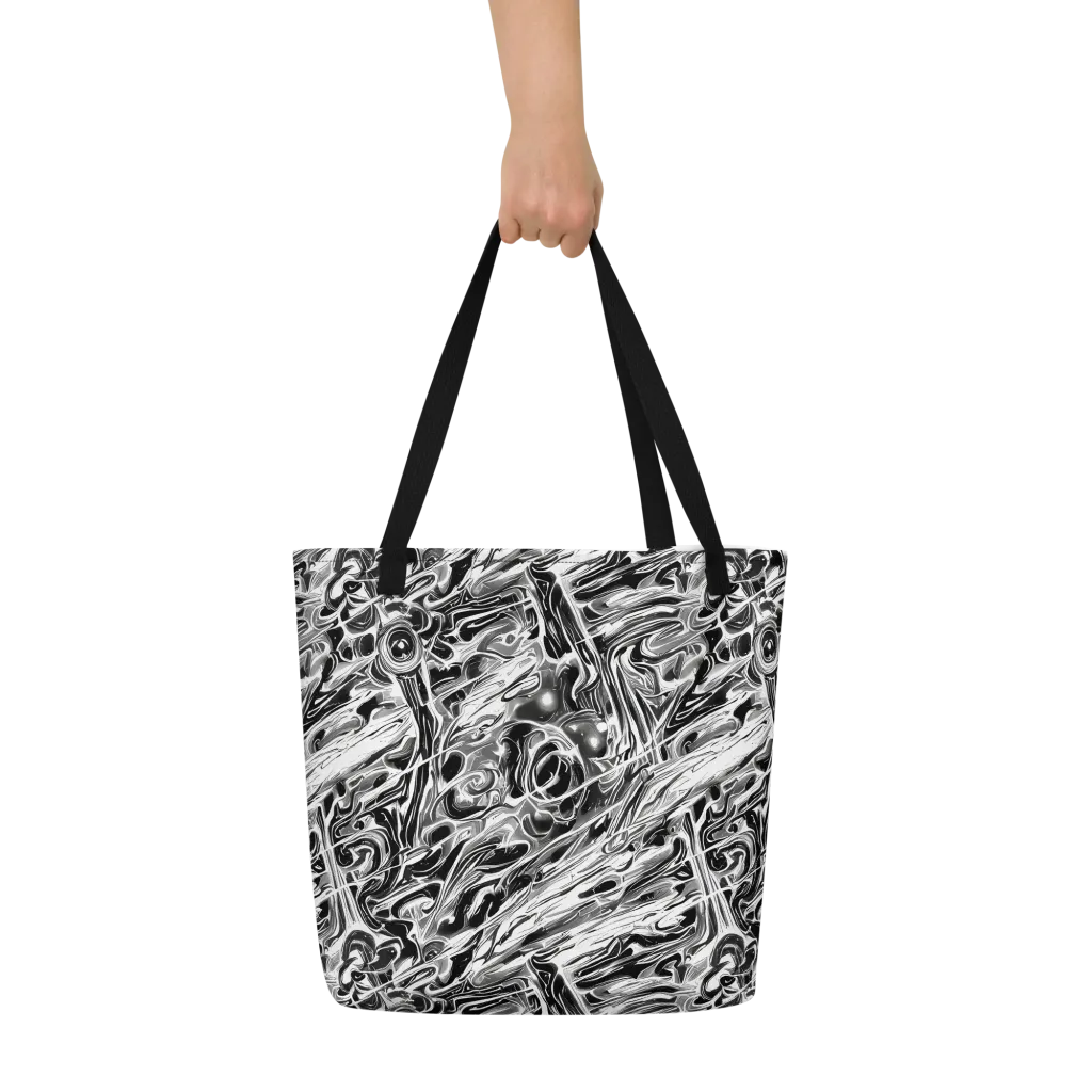Inkstorm Marble on Large Tote Bag W/ Pocket — Front