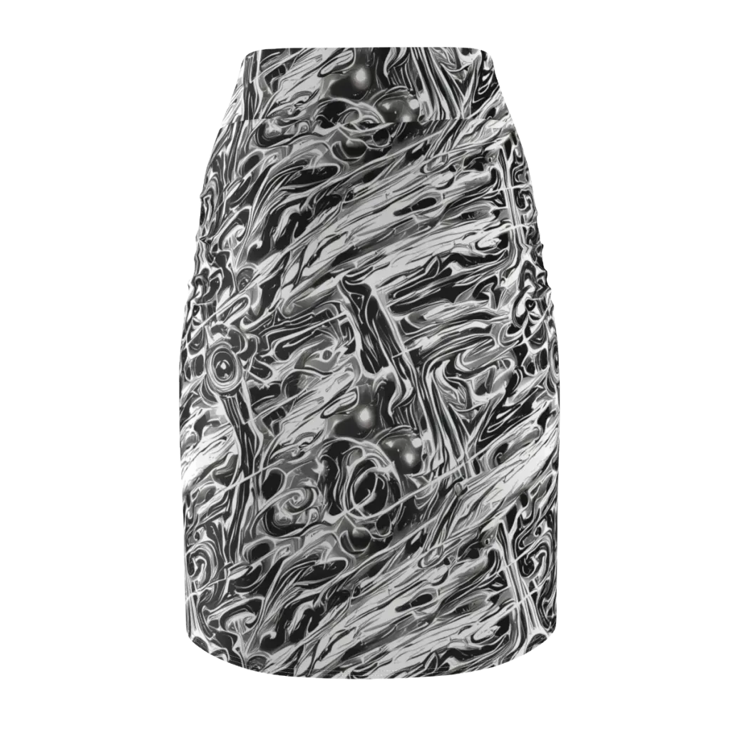 Inkstorm Marble on Pencil Skirt — Back
